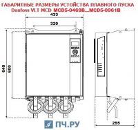 Габаритные размеры УПП Данфосс MCD5-0744B-T7-G4X-00-CV2